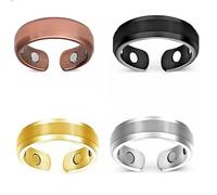 Frenaki Bague d'harmonie ProstaMagnetic, bague en cuivre de couleur unie élégante, anneaux magnétiques en cuivre pur pour la vitalité et l'énergie des hommes (4pcs)