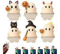 Frenaki Ghosthees Mystery Phone Buddy, Stick-on Halloween Ghost & Pumpkin Phone Topper, Mini Phones Figure S surprise Toy, Peel-and-Stick Design Figurine, Fun Desk Accessoire (6Pcs)