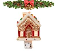 Frenaki Lebkuchenhaus-Nachtlicht - Süße Magie für stimmungsvolle Winternächte, Weihnachtsdorf-Figur zum Einstecken, farbige LEDs, gemütliche Dekoration für Schlafzimmer und Festtagsfeiern (1pc)