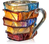 Frenaki Mug de livre peint, nouveauté 3D Books peints tasse de café, tasse unique en forme de livres empilés, cadeaux pour les amateurs de littérature