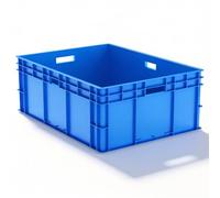 FRENAL Bac Gerbable 115L avec Poignées 80×60×29cm, Charge 40kg, Bleu | Caisse de transport plastique HDPP robuste aux normes Europe. Boîte de rangement idéale pour garage, étagères et déménagement
