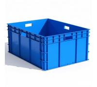 FRENAL Bac Gerbable 137L avec Poignées 80×60×34cm, Charge 40kg, Bleu | Caisse de transport plastique HDPP robuste aux normes Europe. Boîte de rangement idéale pour garage, étagères et déménagement