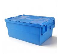 FRENAL Bac Navette 600×400×270 mm avec Couvercle, 55 L, Bleu | Bac Plastique Norme Europe HDPP, Couvercle Solidaire, Gerbable et Emboîtable pour Stockage, Transport et Logistique
