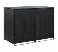 @FRENCH Abri Grande espace - TOP VENTES - Abris pour poubelle double Résine tressée Noir 148 x 80 x 111cm - Cabane/Chalet et Jardin