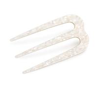 French Amie Pince à cheveux à 3 dents en cellulose de 7,6 cm - Taille moyenne - Pour filles - Flexible et durable - Accessoire de coiffure Paris pour femme - Fabriqué en France (blanc givré)