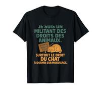 French Animal Rights Cat Protest Graphic Print T-Shirt