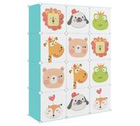 @FRENCH Armoire de rangement - bien ventilée - Meuble Chaussure Entrée pour enfants avec 12 cubes Vert PP - Étagère de rangement