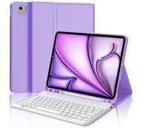 French AZERTY Keyboard for iPad Air 13 Inch M3 2025, Detachable Magnetic Bluetooth Keyboard for iPad Air 13 Inch M3/M2 2025/2024, Light Purple
