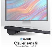 French AZERTY Wireless Keyboard,Bluetooth Connection,Ultra Slim Design,Rechargeable Battery,Intuitive Multimedia Control,Windows and MacOS Compatible-Grey