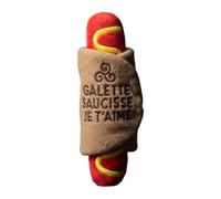 French Bandit - Jouet Galette Saucisse pour Chien - Jouet à Couinement Durable - Design Régional Unique - Divertissement Portable - Texture Douce et Moelleuse - Expérience de Jeu Interactive