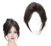 French Bangs Hair Toppers for Femmes Postiches 100% Vrais Cheveux Humains Clip De Base En Maille De 7 X 11 Cm Dans Les Surmatelas Extensions De Cheveux Raides De 27 Cm for Perte De Cheveux(Black)