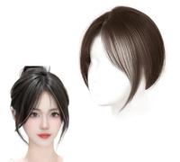 French Bangs Hair Toppers for Femmes Postiches 100% Vrais Cheveux Humains Clip De Base En Maille De 7 X 11 Cm Dans Les Surmatelas Extensions De Cheveux Raides De 27 Cm for Perte De Cheveux(Brown)