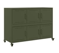 @FRENCH Buffet bahut - TOP VENTES - Commode Meuble de rangement vert olive 100,5 x 39 x 72cm acier - Armoire de Cuisine 74142
