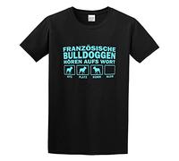 French Bull Doge Hear The Word by Siviwonder Cotton Shirt Men's T Shirt Crew Neck Unisex Short Sleeve T-Shirt M