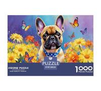 French BullChien Puzzle 1000 Pièces Adultes Animal Puzzles 1000 Pièces Peinture Art Cadeau 38x26cm/1000pcs