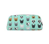 French Bulldog 1 Trousse à crayons en cuir avec impression élégante et pratique pour les étudiants Parfait pour le bureau et l'école, doré, Taille unique, Trousse de maquillage