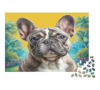 French Bulldog 1000 Piece Jigsaw Puzzle Paper for Adults Tropical Plants Puzzle Game for Family Relaxation Decor 70x50cm/1000pcs