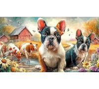 French-Bulldog 1000 pièces Puzzle Papier recyclé Jeu Familial Amusant & Stimulant Puzzle Idée Cadeau Parfaite à des Fins de Relaxation 70x50/1000 pièces