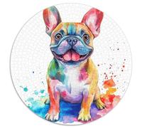 French Bulldog 1000 Pièces Puzzle Rond Jouets Bricolage Puzzle Circulaire Difficile pour Adultes Et Enfants 1000pcs (67.5x67.5cm)