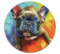 French Bulldog 1000 Pièces Puzzle Rond Jouets Classiques Puzzle Circulaire Unique pour Adultes Et Enfants 1000pcs (67.5x67.5cm)