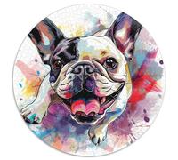 French Bulldog 1000 Pieces Puzzles Ronds Puzzle Cadeaux Jeu Cadeau Unique Puzzle DIY