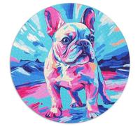 French Bulldog 1000 Pièces Puzzles Ronds Puzzle Cadeaux Jeu D'Intelligence Puzzle De Qualité Supérieure pour Adultes Et Enfants 1000pcs (67.5x67.5cm)