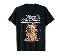 French Bulldog Christmas Lights Santa Hat Merry Xmas Dog T-Shirt
