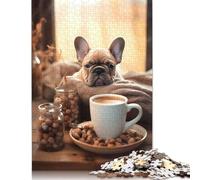 French Bulldog Coffee Pup Puzzle 1000 Pièces Educa Jouet en Bois Cadeau Unique De l'art De La Décoration Jeu Éducatif Challenge Toy Adultes & Enfants des 14 Ans 1000pcs (40x28cm)