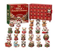 French Bulldog Countdown Calendar, 24 Day Christmas Ornament Set | Acrylic Hangable Decor, Tabletop Display, Dog Lovers Countdown For Mantel Shelf Office