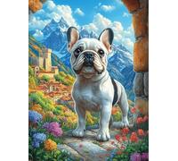 French Bulldog dans Les Fleurs 300 Pieces Casse-tête Adulte en Carton sans Déformation Animaux et Plantes fantastiques Très Difficile Haute Difficulté Anti-Stress Décoration Murale Cadeau Noël Pas C