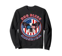 French Bulldog Dog Bless America Us Flag Sunglasses 4th July Sweatshirt