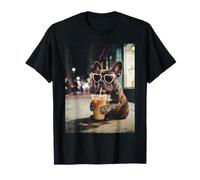French Bulldog Drinking Iced Coffee Funny Animal T-Shirt