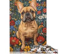 French Bulldog in A Garden Dog Wall Art Print Puzzles 1000 Pièces Cadeau Unique Jeu Éducatif Challenge Toy À De Qualité Supérieure Peinture Art pour Adultes Et Enfants 1000pcs (75x50cm)