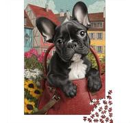 French Bulldog in Bag Puzzle 1000 Pièces Cadeau Unique Jeu Éducatif Challenge Toy À De Qualité Supérieure Peinture Art pour Adultes Et Enfants 38x26cm/1000pcs