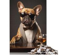 French Bulldog in Suit Puzzle 1000 Pièces Educa Jouet en Bois Cadeau Unique De l'art De La Décoration Jeu Éducatif Challenge Toy pour Adultes Et Enfants À Partir De 12 Ans 1000pcs (40x28cm)