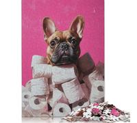 French Bulldog in Toilet Paper Mountain Frenchie Toilet Paper Poster Puzzle 1000 Pièces Educa Jouet en Bois Divertissement Créatif De l'art De La Décoration Jeu Éducatif Challenge Toy Adultes Et Enf