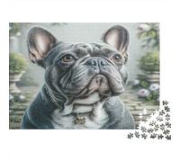 French Bulldog Jigsaw Puzzle for Adults 1000 Piece Jigsaw Puzzle Garden Scene Puzzle Game for Family Paper Relaxing Gift Home Decor 38x26cm/1000pcs