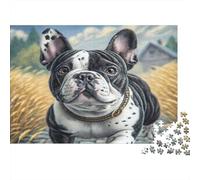 French Bulldog Jigsaw Puzzle for Adults 1000 Piece Jigsaw Puzzle Wheat Field Puzzle Game for Family Paper Relaxing Home Decor Gift 38x26cm/1000pcs