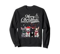 French Bulldog Merry Christmas Lights Reindeer Elf Santa Sweatshirt