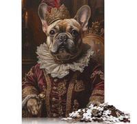 French Bulldog Noble Scholar Renaissance Pet Art Puzzles 1000 Pieces Cadeau Unique Jeu Éducatif Challenge Toy À De Qualité Supérieure Peinture Art pour Adultes Enfants 500pcs (52x38cm)