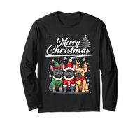 French Bulldog Reindeer Elf Santa Hat Merry Christmas Pajama Manche Longue