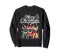 French Bulldog Reindeer Elf Santa Hat Merry Christmas Pajama Sweatshirt