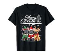 French Bulldog Reindeer Elf Santa Hat Merry Christmas Pajama T-Shirt