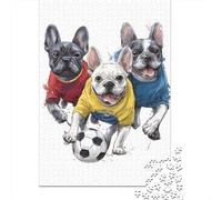 French Bulldog Soccer T-Shirt Puzzles 1000 Pieces Cadeau Unique Jeu Éducatif Défi Jouet À De Qualité Supérieure Peinture Art pour Adultes Et Enfants 70x50cm/1000pcs