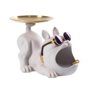 French Bulldog Statue Key Holder Bowl - Resin Entryway Storage Ornament | Durable High-Density Resin with Weighted Stable Base, Storage System (Top Key Slot & Abdominal Compartment)
