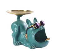 French Bulldog Statue Key Holder Bowl - Resin Entryway Storage Ornament | Durable High-Density Resin with Weighted Stable Base, Storage System (Top Key Slot & Abdominal Compartment)