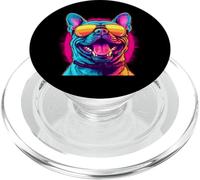French Bulldog Synthwave Vaporwave PopSockets PopGrip pour MagSafe