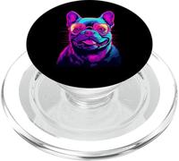 French Bulldog Synthwave Vaporwave PopSockets PopGrip pour MagSafe