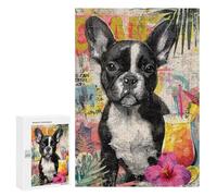 French Bulldog Tropical Cocktail Art Print Puzzle 1000 Pièces Educa Jouet en Bois Cadeau Unique Décoration Intérieure Jeu Éducatif Challenge Toy Adultes Et Enfants À Partir De 14 Ans 300 PCS