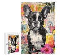 French Bulldog Tropical Cocktail Art Print Puzzle 1000 Pièces Educa Jouet en Bois Cadeau Unique Décoration Intérieure Jeu Éducatif Challenge Toy Adultes Et Enfants À Partir De 14 Ans 1000 PCS